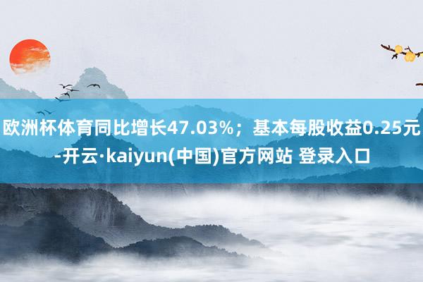 欧洲杯体育同比增长47.03%；基本每股收益0.25元-开云·kaiyun(中国)官方网站 登录入口