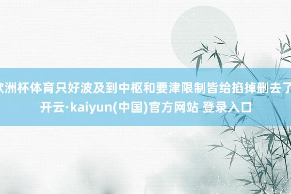 欧洲杯体育只好波及到中枢和要津限制皆给掐掉删去了-开云·kaiyun(中国)官方网站 登录入口