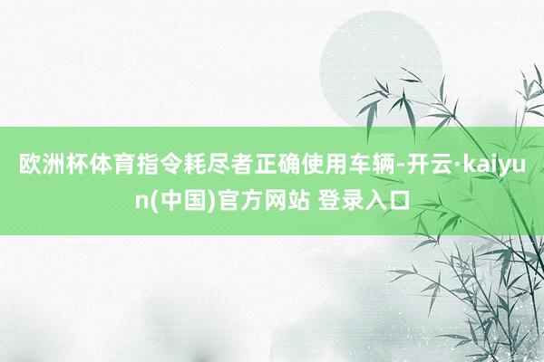 欧洲杯体育指令耗尽者正确使用车辆-开云·kaiyun(中国)官方网站 登录入口