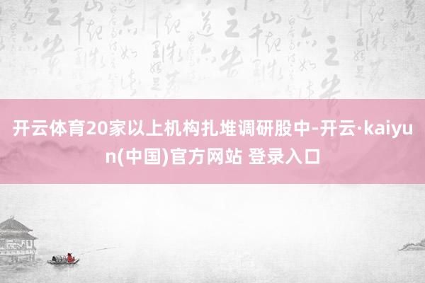 开云体育20家以上机构扎堆调研股中-开云·kaiyun(中国)官方网站 登录入口